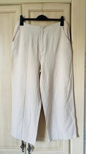 UK16 Primark Cares Beige Wide Leg Linen/Cotton/Viscose Mix Trousers -~ Unused