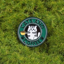 Cats and Coffee Enamel Pin