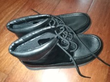 CLARKS OLDER BOYS BLACK LEATHER SCHOOL ANKLE WALLABEE BOOTS Size 5F