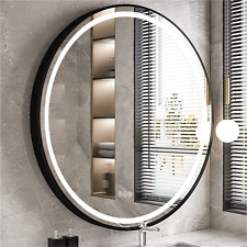 LED Illuminated Bathroom Mirror HANGING STRAP Wall Mirror Demister Metal Framed