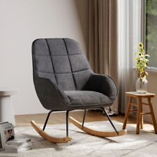 Linen Fabric Wingback Rocking