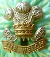 Welsh Regiment Cap Badge The Welch Bi-Metal Slider ANTIQUE Original