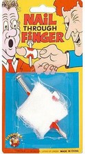 Nail through finger with - through,