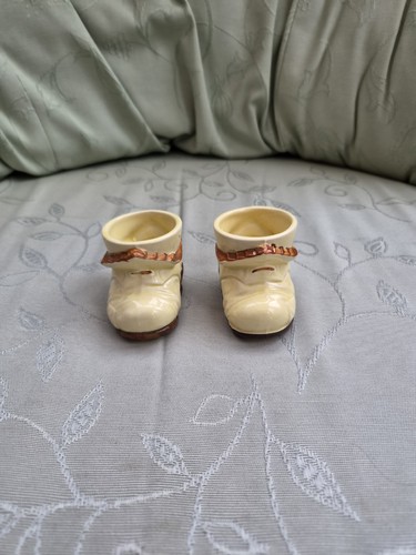Pair vintage ceramic boot - vintage,