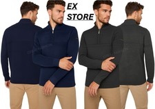 Mens Knitted Jumper 1/4 Zip Pullover Cotton Sweater Warm Firetrap EX STORE NEW