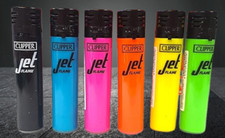 4 X Clipper Lighter FLUORESCENT SOLID Jet Windproof Flame Gas Lighter Refillable