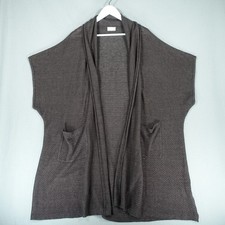 Poetry Cardigan Women 20 Grey Open Front Linen Knitwear Kimono Lagenlook Jumper