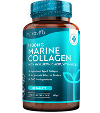 Marine Collagen 1400mg with Hyaluronic Acid, Vitamin C & E - By Nutravita