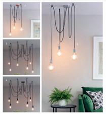 Adjustable Pendant Light Fitting Ceiling Rose E27 Industrial Spider Hanging Lamp