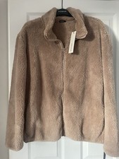 Roman Originals Ladies Sherpa Fleece Jacket In Taupe. Large  BNWT