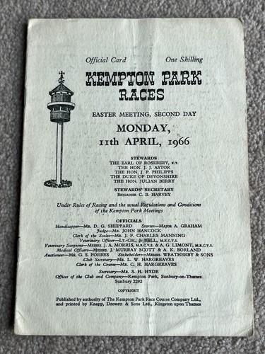 1966 kempton park racecard - 1966,