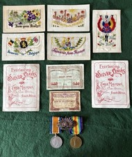 WW1 Medal Pair Etc, 12958 Pte