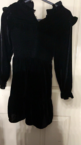 Black ribbed dress puff - ribbed,