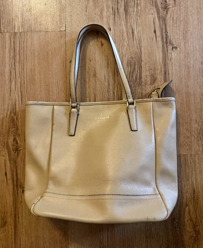 Coach beige leather tote - coach,