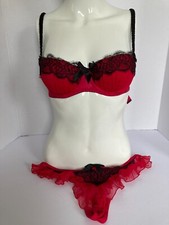La Senza Red & Black Bra & Thong Set, Underwired, Molded Size 34B/10