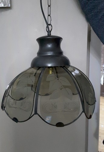 Black glass ceiling light - black,