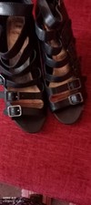 Black strappy heeled  shoes Size 5 hardly worn 