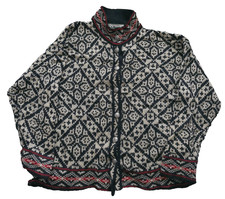 LL Bean Womens Cardigan  Vintage 80s /90s Nordic Fair Isle  Wool Blend