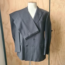 vintage Daks Simpson wool double breasted suit size 44L charcoal pinstripe