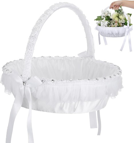 White flower girl - basket, for