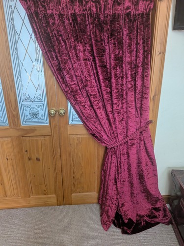 Claret red velvet curtain - velvet, curtain.