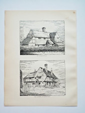 The Crown, Chiddingfold & Another house, Surrey - Antique/Vintage Print - 1889