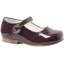 GIRLS MARY JANE BURGUNDY SHOES UK 4 SPANISH STYLE PATENT OCCASION DRESS SEVVA