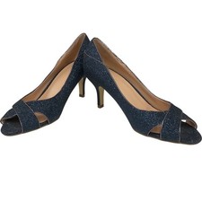 Pink Paradox Sparkle Peep Toe Heels Blue Glitter UK Size 5 Elegant Party Shoes