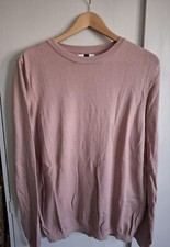 Topman Blush Pink Fine Knit Crew Neck Long Sleeved Jumper Size Large
