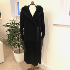 MULBERRY | LONG SHEEPSKIN & LEATHER COAT | BLACK SHEARLING | SIZE 12 | PERFECT