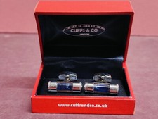 Chrome & Blue Mini Spirit Level Cufflinks. Cuffs And Co. Boxed.