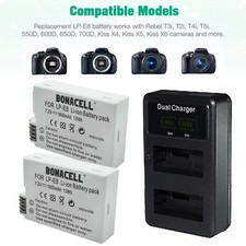2X 1800mAh LP-E8 Battery & Charger For Canon EOS 700D 550D 650D 600D DSLR Camera