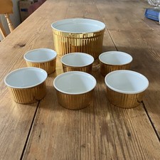 Royal Worcester Gold Lustre Round Ramekin Dish x 6 & Soufflé Dish