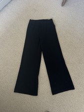 M&S Black 100% Cashmere Wide Leg Trousers Size Small Current Season