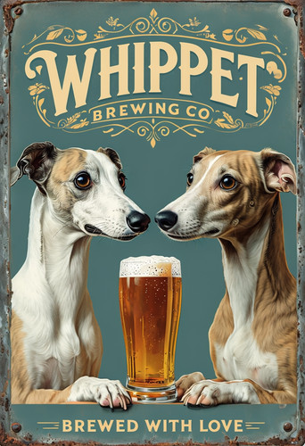 Whippet brewing metal sign - brewing,