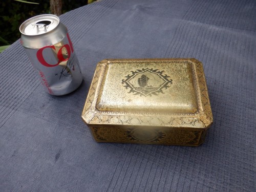 Vintage gold coloured tin with - vintage,