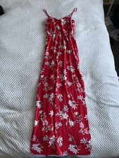 H&M Divided Red Floral Summer Maxi Dress  Size UK 4