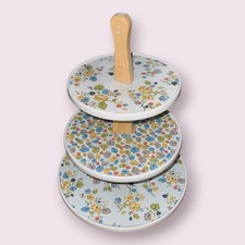 Cath Kidston Woodland Rose 3-Tier Cake Stand Wooden Supports Porcelain Tiers Box