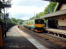PHOTO  CLASS 150 DIESEL MULTIPLE UNIT NO 150014 ARRIVES AT JEWELLERY QUARTER STA