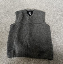 Vintage Adidas V Neck Golf Sweater Vest Size Medium 100% Lambswool Mesh Lining