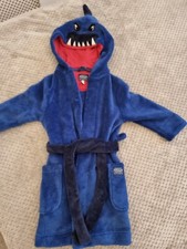 JOULES shark hood dressing gown -blue- age 3-4