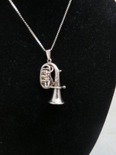 925 Sterling Silver Serpentine Chain with Tuba/Euphonium Pendant