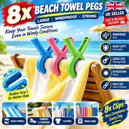Beach towel pegs clips - 8x,