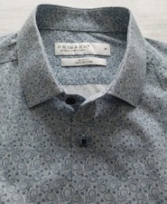 Primark  Formal - School - Casual Shirt - White with Blue Paisley Flecks - MED