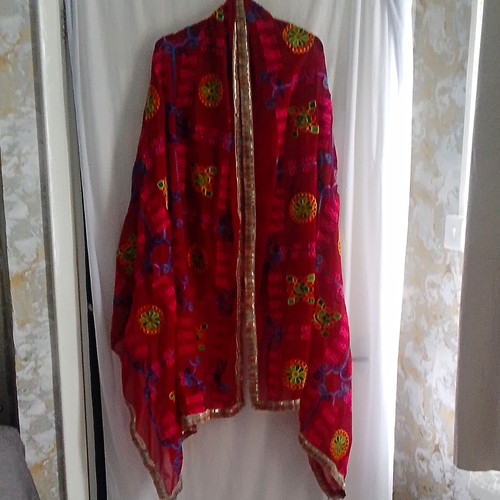 Women red floral chiffon - floral,