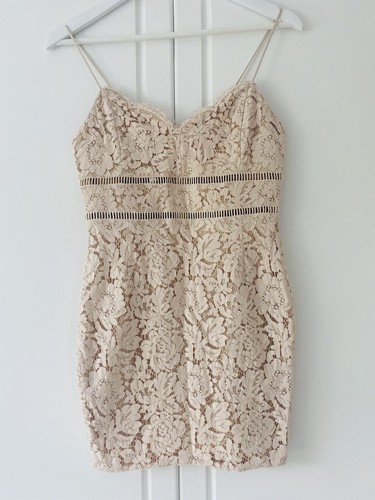 Nude lace bodycon dress - nude,
