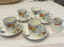 Art Deco Coffee Cups, Milk Jug And Sugar Bowl ‘Phoenix’ Pattern Arboretum Ware