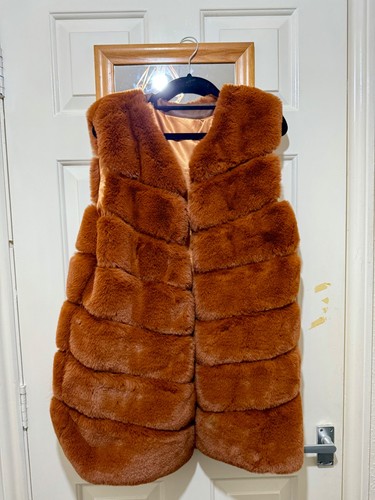 Brown copper faux fur open - brown/copper,