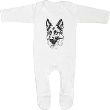 'German Shepherd Portrait' Baby Romper Jumpsuits / Sleep suits (SS053359)