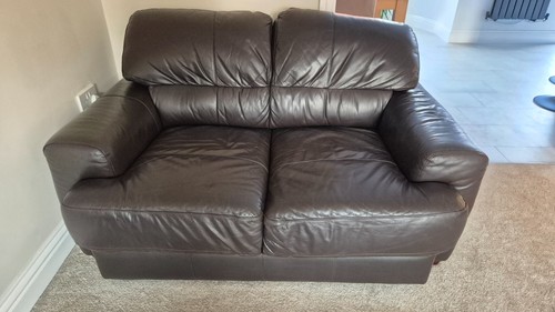 Brown leather seater 2 - leather,